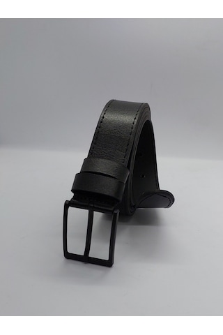 Erkek Kemer Çocuk Yetişkin Siyah Dikdörtgen Tokalı Deri Kemer Siyah