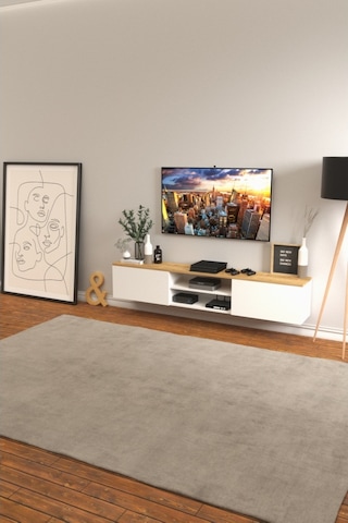 B3 Concept Nort Serisi Beyaz & Safir Meşe 2 Kapaklı Duvar Tipi Tv