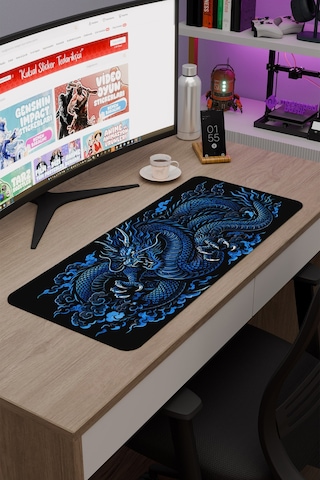 Ejderha Mavi V2 70x30 Xl Gaming Kauçuk Kaymaz Taban Mouse Pad Fare Altlığı