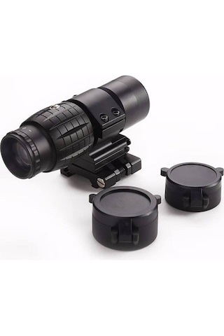 3x Magnifier Reddot Uyumlu Yakınlaştırıcı Dürbün - Katlanır Yaylı Ayaklı Profesyonel Tfek Dürbünü Siyah