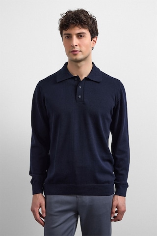Back And Bond Lacivert Relaxed Fit Polo Yaka Triko Kazak