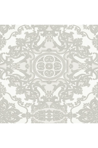 Royal Weave Design Wallpaper - Damask Desenli Rococo 1301-1/15, Beyaz 1.06x15.6 M - 16.5 M² Beyaz