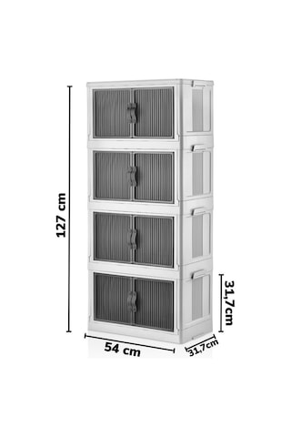 Piev Emayhome Çok Amaçlı Kapaklı İstiflenebilir Organizer Dolap 4 Lü Beyaz
