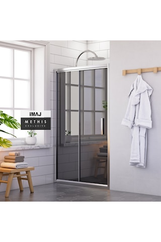 İmaj Banyo Methis Füme Cam İki Duvar Arası 1 Sabit 1 Sürgü Duşakabin Krom