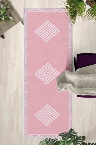 Likya Pembe Beyaz Yıkanabilir Yolluk