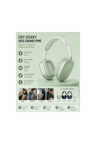 P9 Plus Kulaküstü Kablosuz Kulaklık Şarjlı Wireless Headphone Bluetooth Lu Hafıza Kartı Ve 3.5mm Jack Girişli Type C Şarj Girişli Mikrofonlu Kulaklık Mp3 Müzik Çalar
