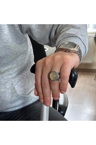 Doğal Taş Yüzük, 925 Ayar Gümüş Yüzük, Limon Topaz Gümüş
