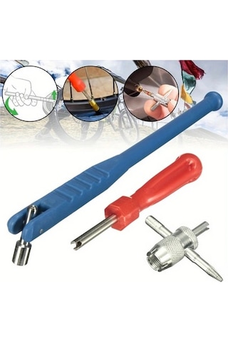Fastbuy Turcoshop11 3 Adet Lastik Tamir Kiti, Metal Valf Çekme Aracı, Araba, Motosiklet, Bisiklet Bakımı Aksesuarı