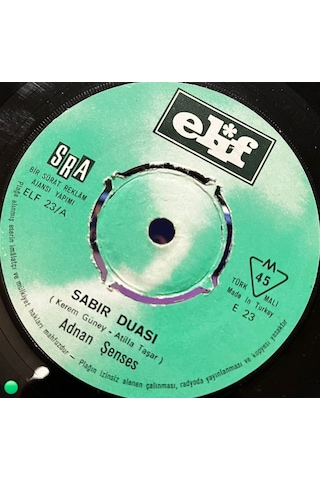 Adnan Şenses - Sabır Duası / Güzel Gözlerine 45'lik Plak, Elif Plak