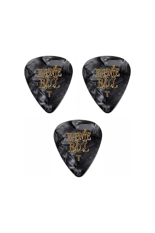 Ernie Ball P09164 Pearloid Thin Siyah Gitar Pena 3 Adet 0,46mm