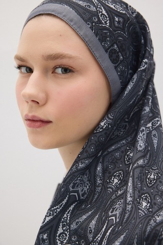 Mirsoy Scarf Rüya Pamuk Etnik Desen Şal Gri