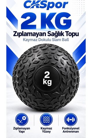 Ckspor 2 Kg Zıplamayan Sağlık Topu Slam Ball Kaymaz Dokulu Fitness Egzersiz Ağırlık Topu