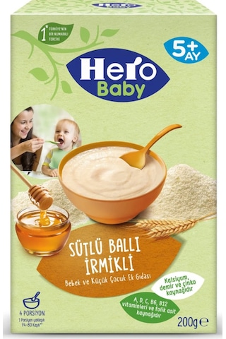 Hero Baby Sütlü Ballı İrmikli 5+ Ay Kaşık Maması 200 G