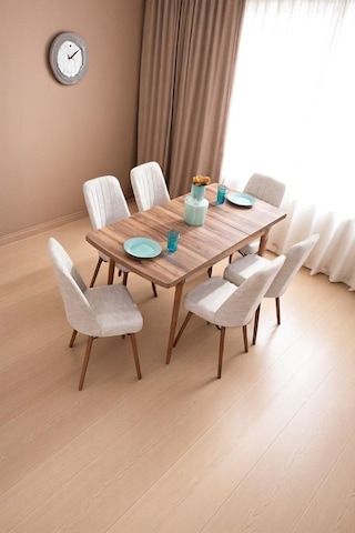 6 Kişilik Açılır Masa Sandalye Takımı Mutfak Masası Takımı Salon Masası Yemek Masası Masa Takımı Krem