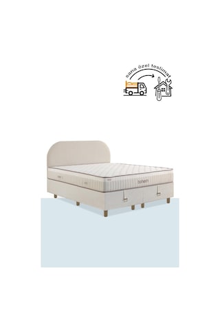 Niron Bohem Pocket Düz 180x200 Cm Çift Kişilik Yatak Baza Başlık Seti - Pocket Orta Sert 180 x 200