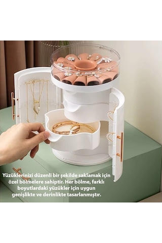 Ezere Takı-yüzük-küpe-kolye Ve Aksesuar Düzenleyici Mücevher Organizeri Saklama Kutusu- 5775 Beyaz