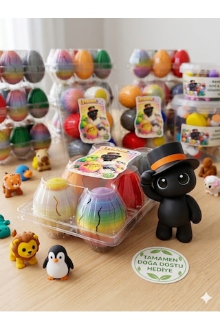 Uyanık3d Ugos Serisi - Sürpriz Mini Figür Yumurtası 6'lı Set - Doğa Dostu Oyuncak Koleksiyonu Hayvan