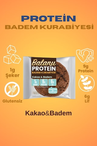 Balanu Proteinli Kakaolu Badem Kurabiyesi 60gr X3 Adet