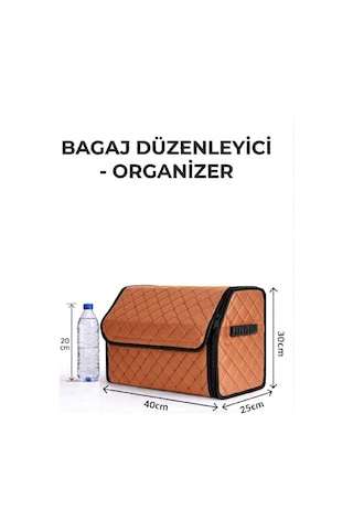 Oto Bagaj Organizeri Kapitone Deri Çanta Taba Renk