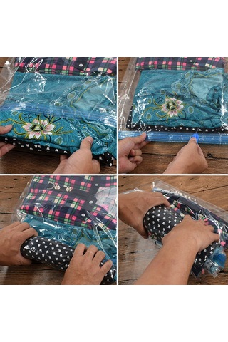 Suofeng Seyahat İçin Boşluk Tasarruflu 10'lu Vakumlu Sıkıştırma Çantı Seti - Şeffaf 2x35x50, 4x40x60, 4x50x70 Cm Diğer