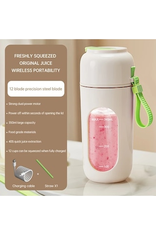 Elmpaly Yeşil Taşınabilir Çok Fonksiyonlu Kablosuz Usb Meyve Sıkacağı 12 Bıçaklı Hızlı Karıştırma