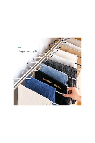 Cbtx 10 Adet 29 Cm Z Şekilli Pantolon Askısı Kaz Elbise Kaymaz Depolama Rafları Ters-siyah Siyah