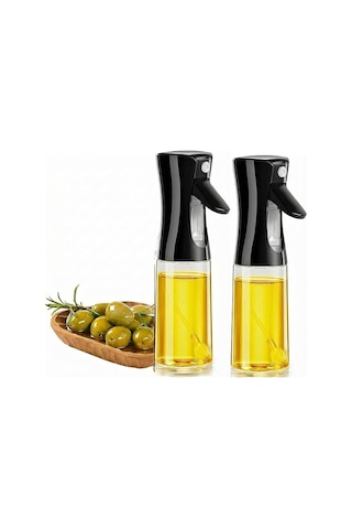 Sprey Yağdanlık,airfrey İçin Yağdanlık, Püskürtmeli Sprey Cam Şişe Zeytinyağı Sirke Yağ Püskürtücü 225 Ml Siyah