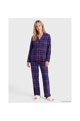 Lcw Young Lacivert Gömlek Yaka Ekose Kadın Pijama Takımı
