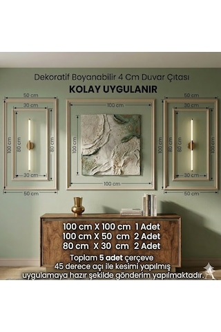 Dekoras Dekoratif Boyanabilir Strafor Hazır Kesimli Duvar Çıtası Paketi 4 Cm İç İçe