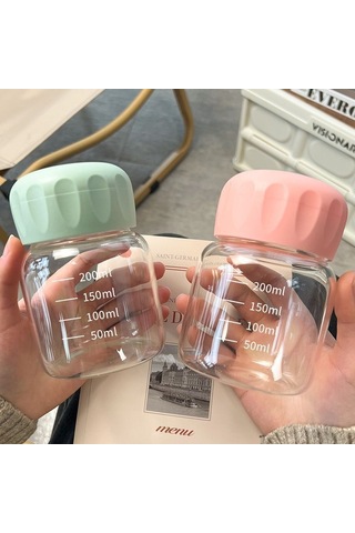 Ölçekli Yağış Effaf Cam Su Bardağıpem Pembe