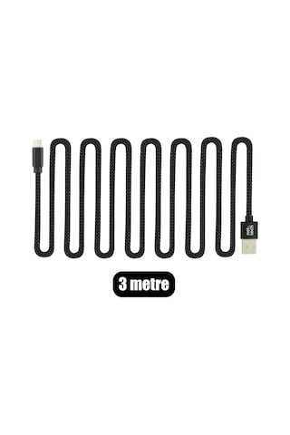 Nettech Nt-dc02 İp Örgü 300 Cm Micro Şarj Ve Data Kablosu Siyah