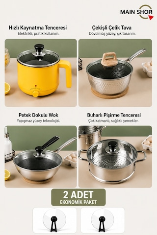 Mainshop 2 Adet Dikey Tasarım Tencere Tava Kapağı Tutma Kolu Isıya Dayanıklı M-1056