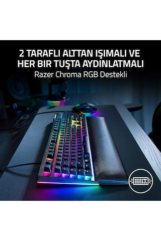 Razer Blackwidow V4 Yeşil Anahtar - Chroma Rgb Mekanik Oyun Klavyesi - Razer Snap Tap Tıklamalı Mekanik Anahtarlar, 6 Özel Makro Tuşu, Avuç İçi Dayanağı Tr Düzeni Siyah