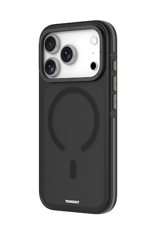 İphone 17 Pro Max Uyumlu Kılıf M-safe Şarj Özellikli Youngkit Rock Sand Serisi Kapak Siyah Siyah