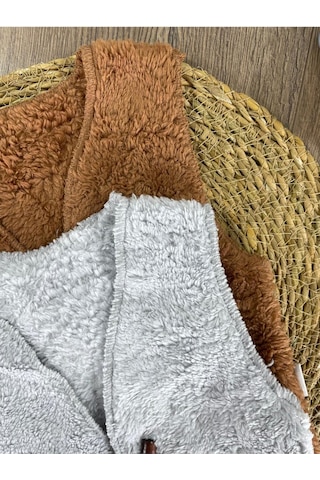 Bebicix Peluş Unisex Kışlık Yelek 2'li Takım Kahve