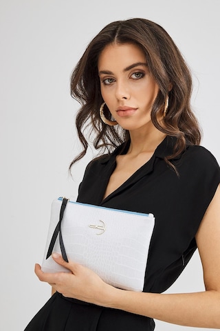 Deri Company Kadın Basic Clutch Çanta Kroko Timsah Desen Beyaz (4031-BB) 214030 Beyaz