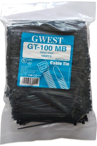 Gwest 2.5X100Mm 10Cm Siyah Plastik Kablo Bağı 1000 Adet N11.120