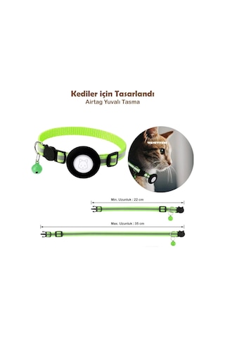 Teknetstore Takip Cihazı Ve Airtag Yuvalı Kedi Tasması 2'li Set Ios Uyumlu Boyun Tasması Gps