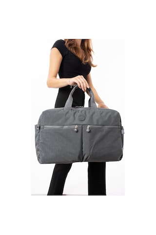 Seyehat Spor Çantası Kabin Boy Valiz 45 35 Cm Omuz Ve Çapraz Askılı Hafif Klinkır Çanta Su İtici Gri