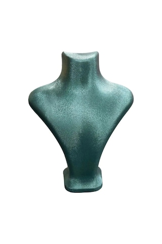 Yerli Üretim Londra Model İmera Deri Kumaş Yeşil Renk 22/18 Cm Kolye Sergileme Mankeni Çok Renkli