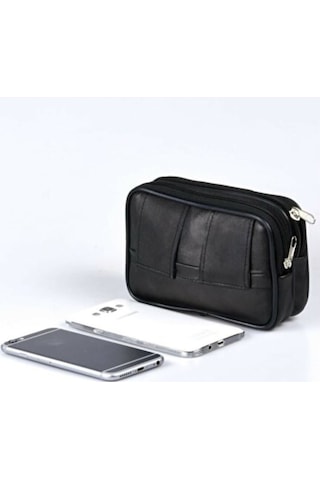 Meriç Ticaret Deri 3 Fermuarlı Küçük Kemer Çantası