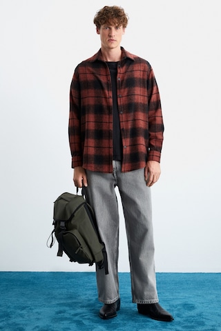 Sımonı Erkek Oduncu Gömlek Kalın Dokulu Çıtçıtlı Oversize Ceket Tipi Kiremit Rengi Gömlek