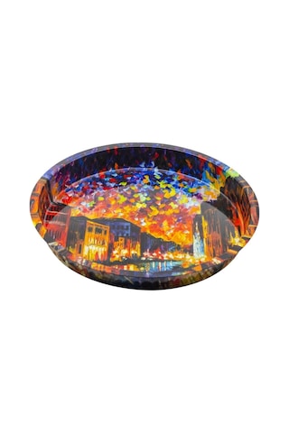 Ef163-03 Afremov River Desenli Yuvarlak Tepsi 36 Cm Desenli