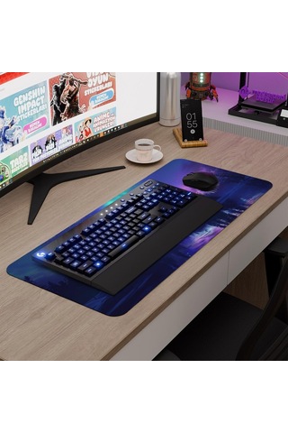 Aurora Kuzey Işıkları Gaming Mouse Pad Kauçuk Kaymaz Taban Mousepad V4, 70x30 Xl