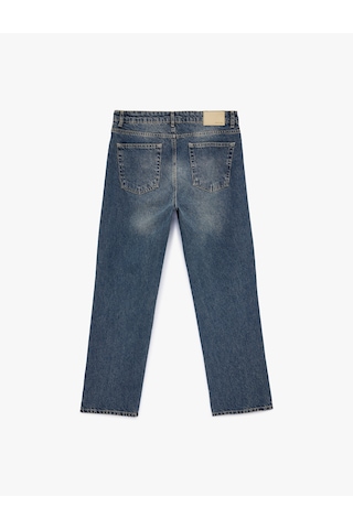 Koton Pamuklu Normal Bel Cepli Vintage Straight Fit Jean Pantolon Petrol 7wam40063nd