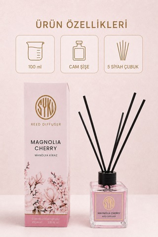 Premium Çubuklu Oda Kokusu 100 Ml Cam Şişe Reed Diffuser Manolya