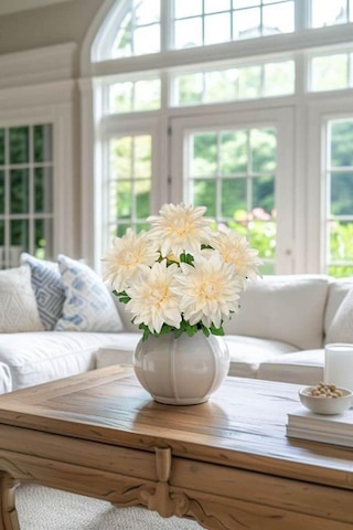 Yapay Çiçek Krem 7li Yıldız Çiçeği Demeti 40 30cm Krem