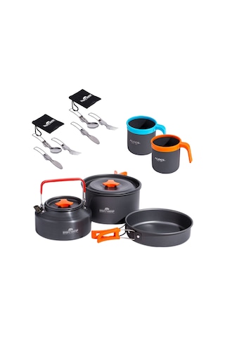 Doğada Lezzet: Kamp Mutfak Ve Çay Seti TTC-2CBK-2BRDK Açık Gri
