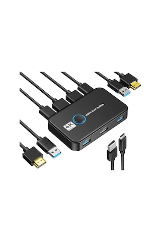 Kvm Anahtarı, Kvm Anahtarı Hdmı, Bir Hd Monitör Ve Klavye Fare Paylaşımı 2 Bilgisayar İçin Usb Kvm Anahtarı, 4k