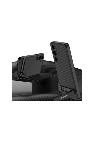 Galaxy S24 Kılıf Zore Kamera Korumalı Leather Dikey Standlı Ays Kapak Siyah